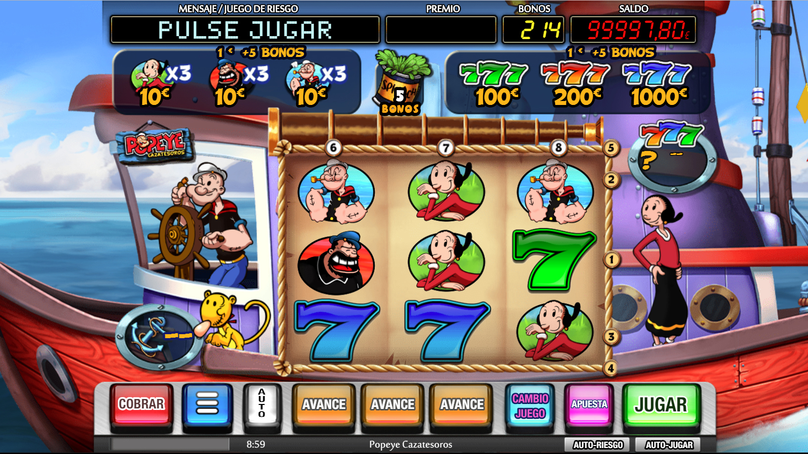 Popeye Cazatesoros slot